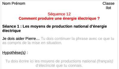 Présentation de la copie - Séquence 12 - Séance 01 - Les moyens de production national d'énergie électrique