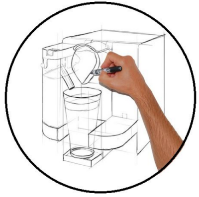 Croquis d'un projet de machine à café